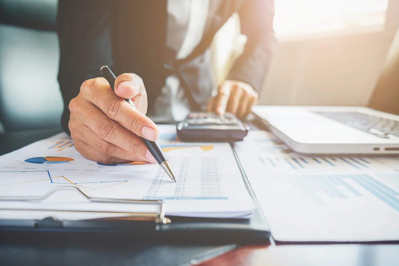 An accountant reviewing financial documents