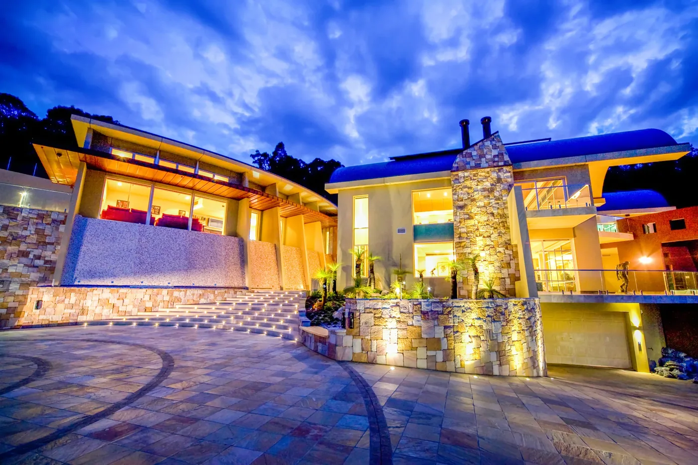 The award-winning Tallai home at dusk