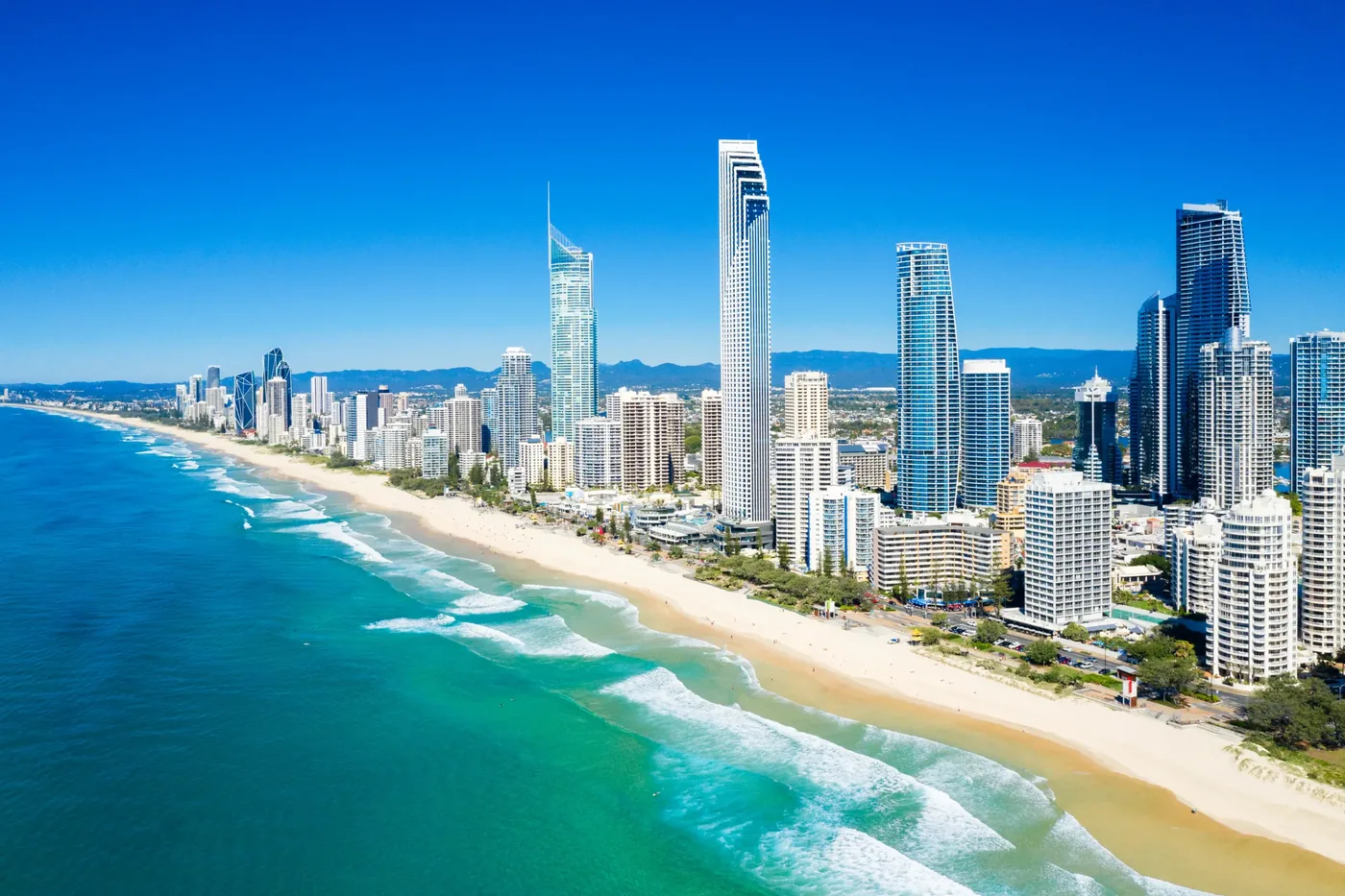 Surfers Paradise beach and the Gold Coast skyline